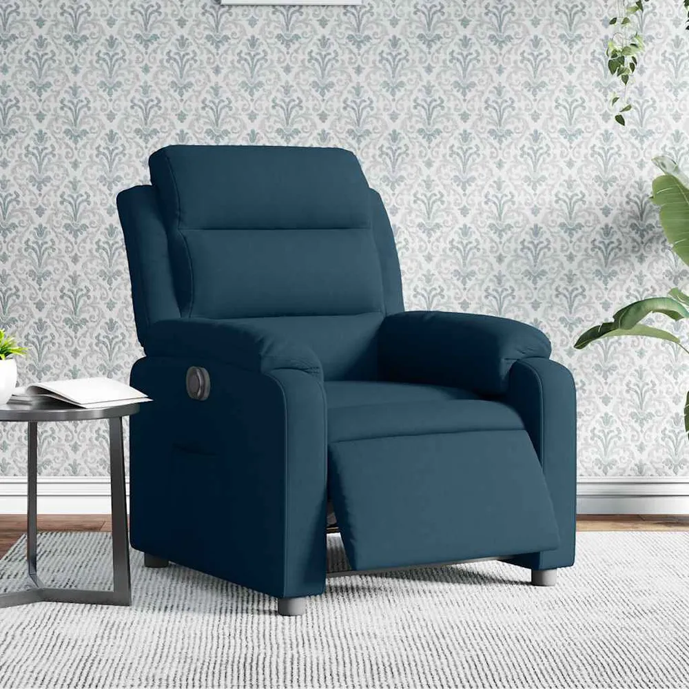 Poltrona de massagens reclinável veludo azul