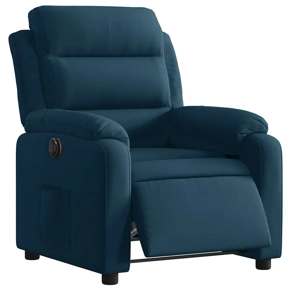Poltrona de massagens reclinável veludo azul
