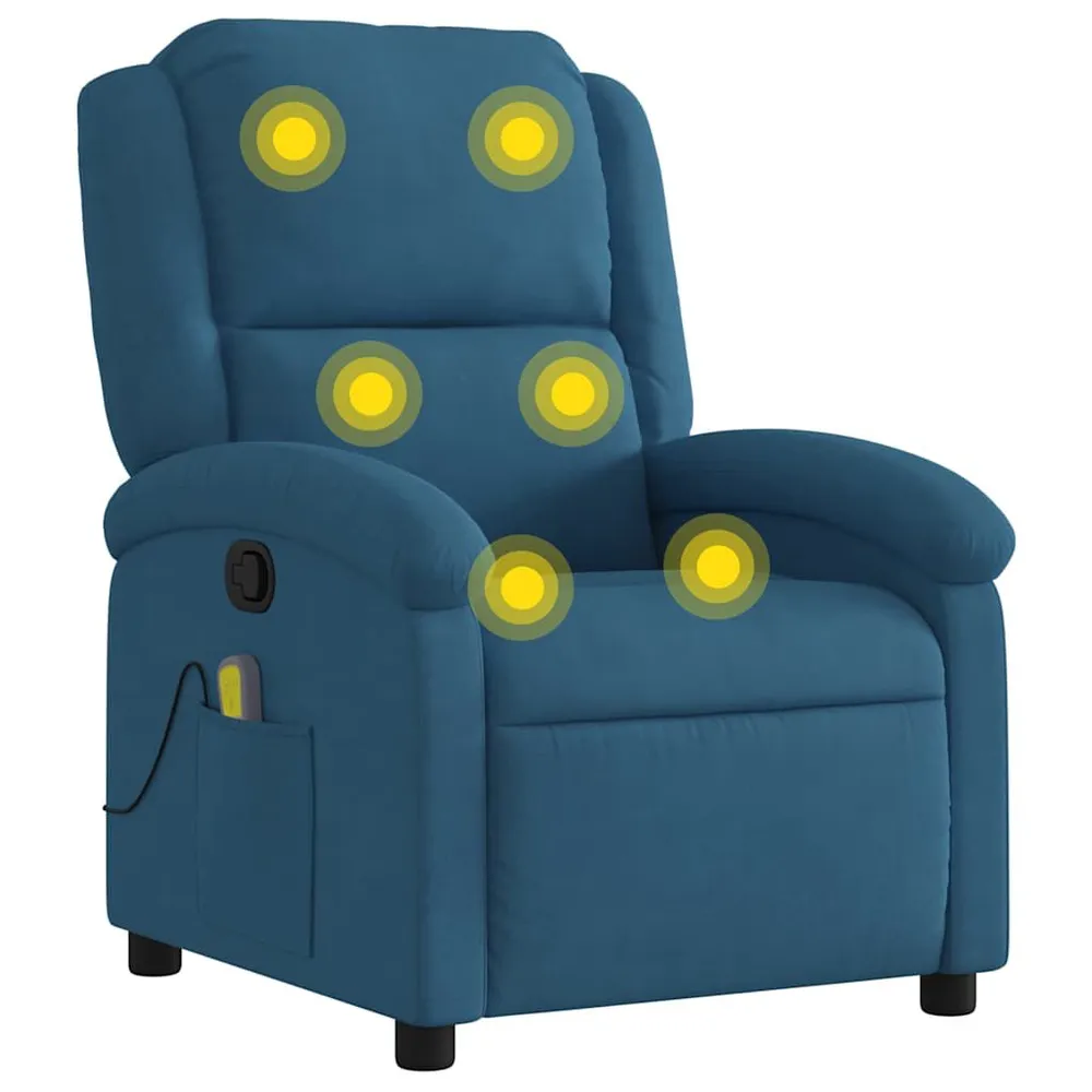 Poltrona de massagens reclinável veludo azul