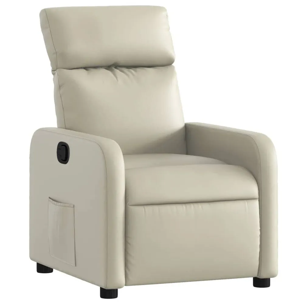Poltrona reclinável couro artificial cor creme