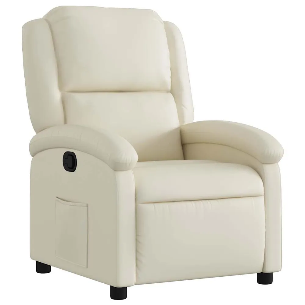 Poltrona reclinável couro artificial cor creme