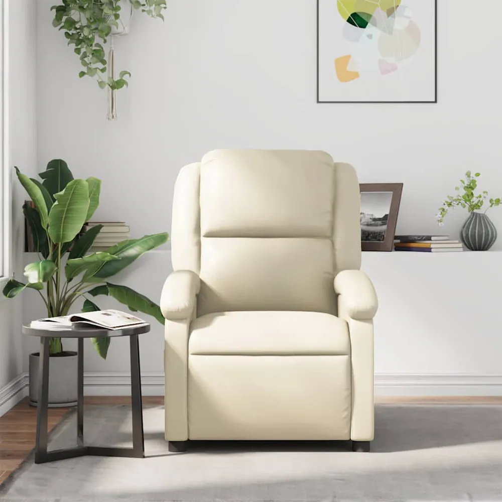 Poltrona reclinável couro artificial cor creme