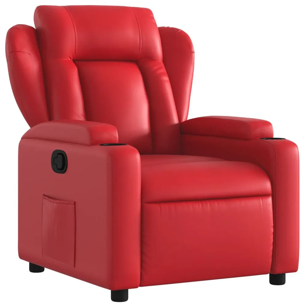 Poltrona reclinável couro artificial vermelho