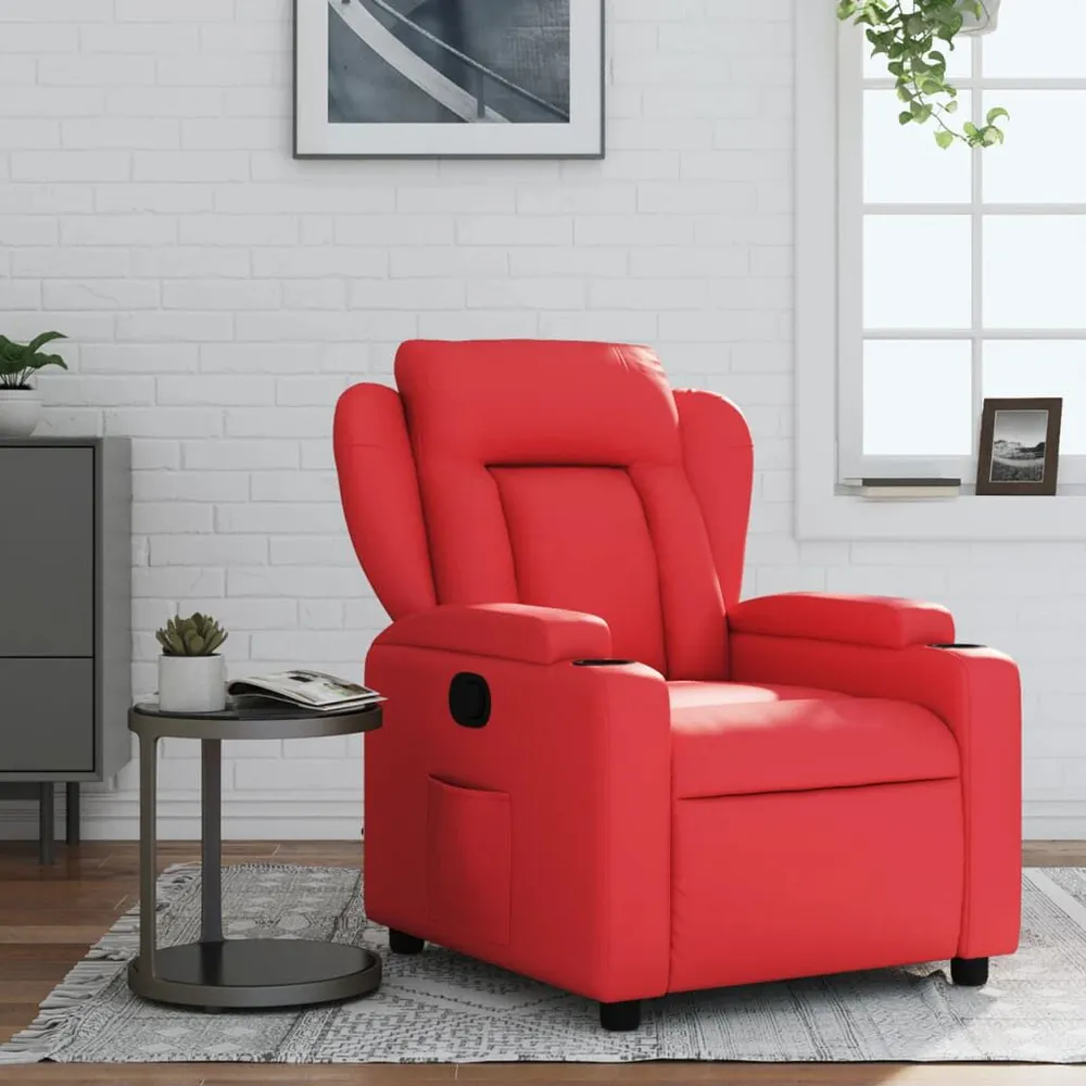 Poltrona reclinável couro artificial vermelho