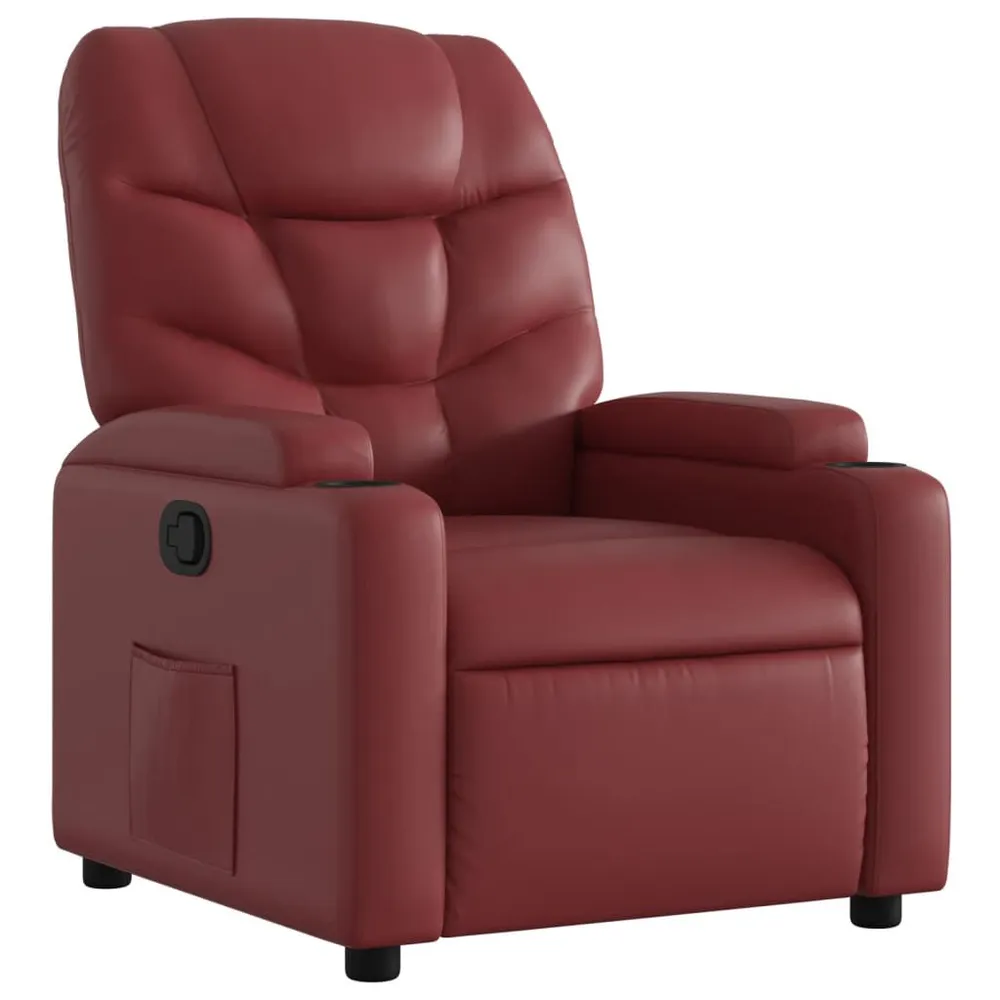 Poltrona reclinável couro artificial vermelho tinto