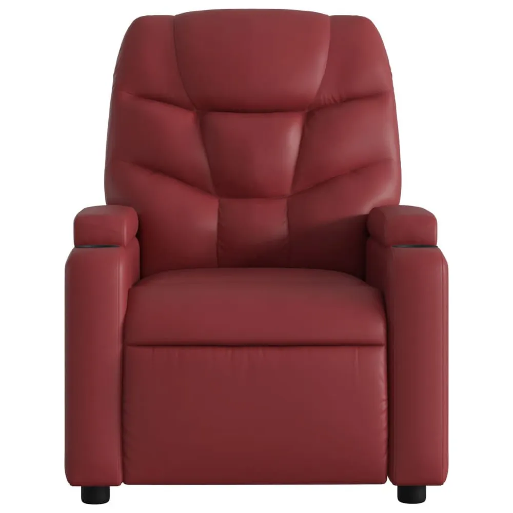 Poltrona reclinável couro artificial vermelho tinto