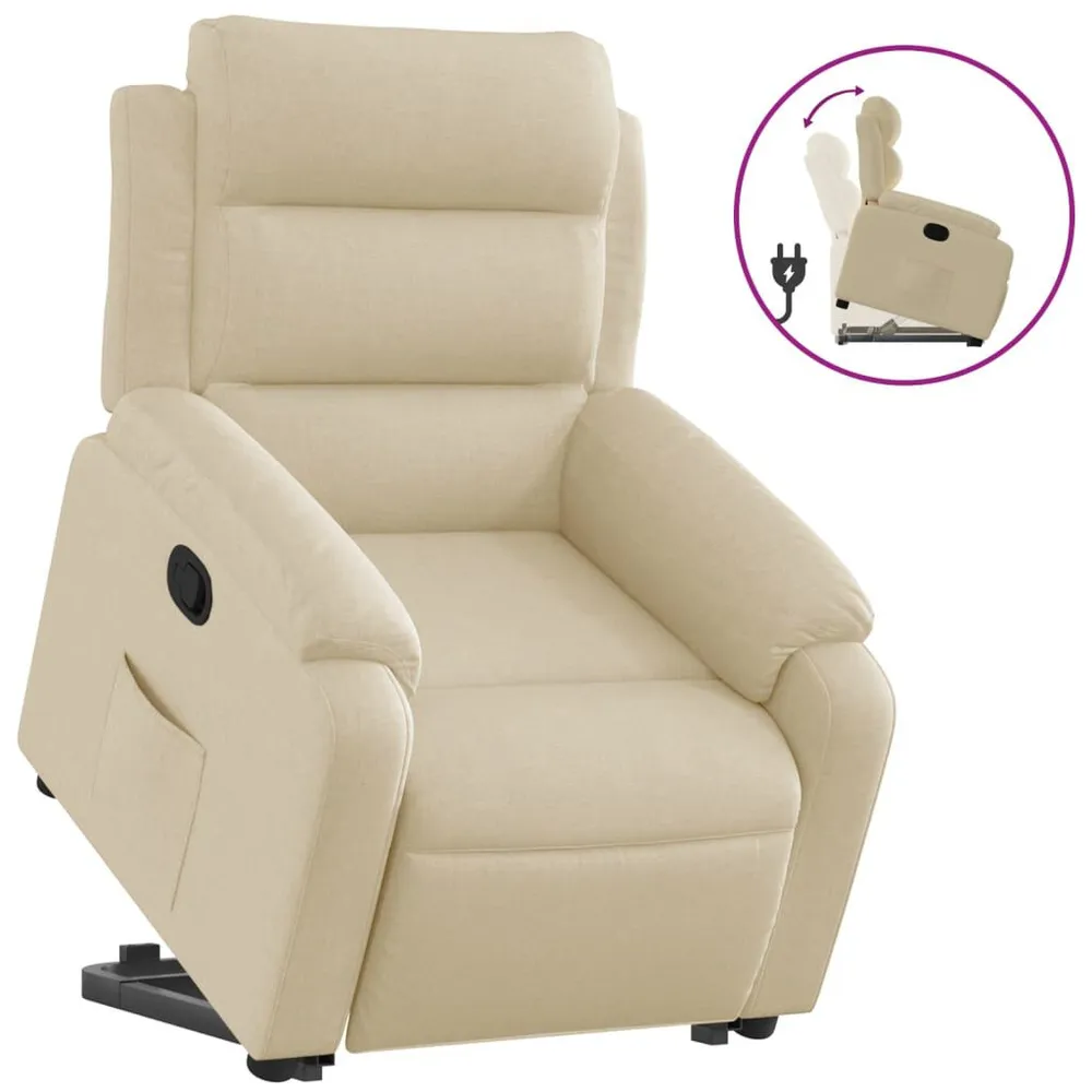 Poltrona reclinável elevatória tecido cor creme