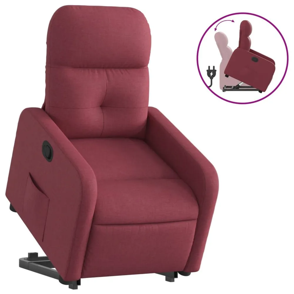 Poltrona reclinável elevatória tecido vermelho tinto