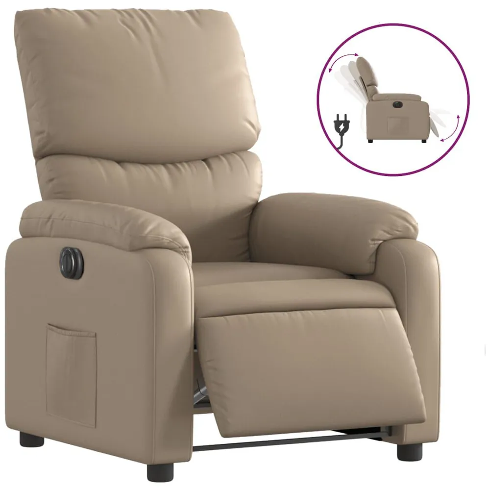 Poltrona reclinável elétrica couro artificial cor cappuccino