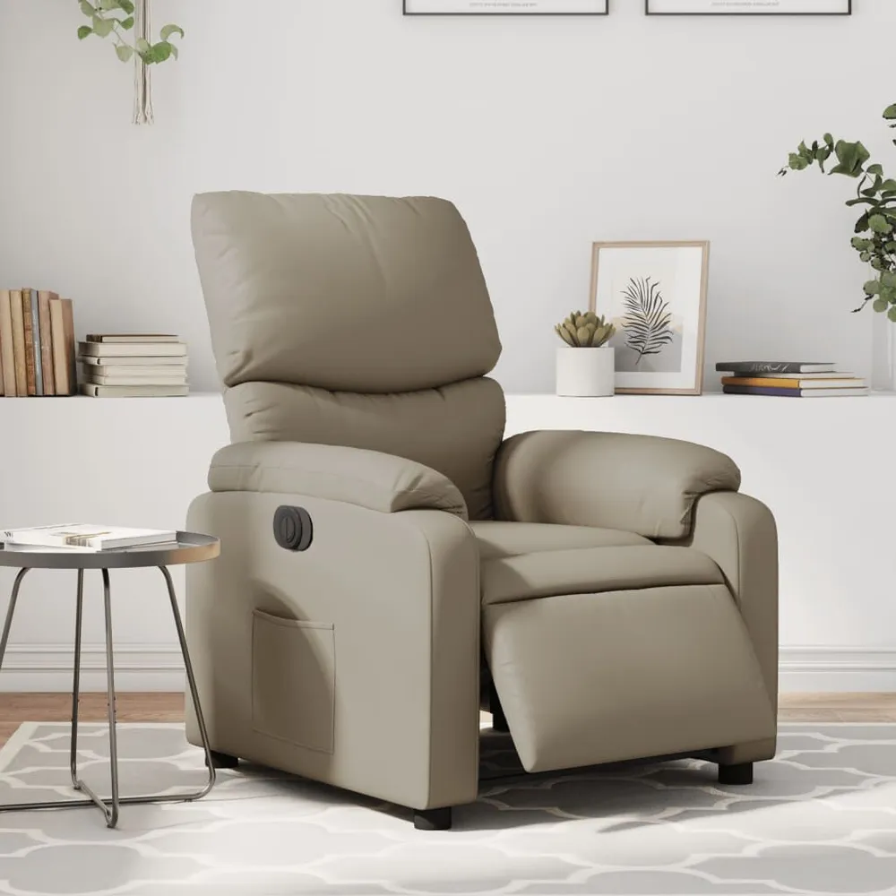 Poltrona reclinável elétrica couro artificial cor cappuccino