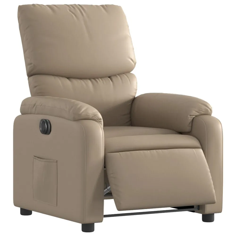 Poltrona reclinável elétrica couro artificial cor cappuccino