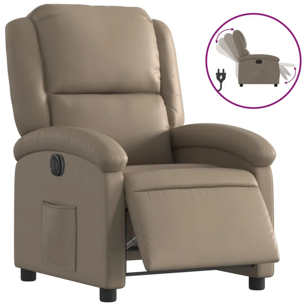 Poltrona reclinável elétrica couro artificial cor cappuccino