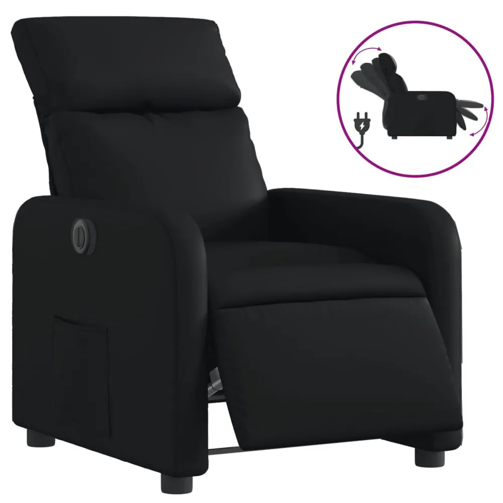 Poltrona reclinável elétrica couro artificial preto
