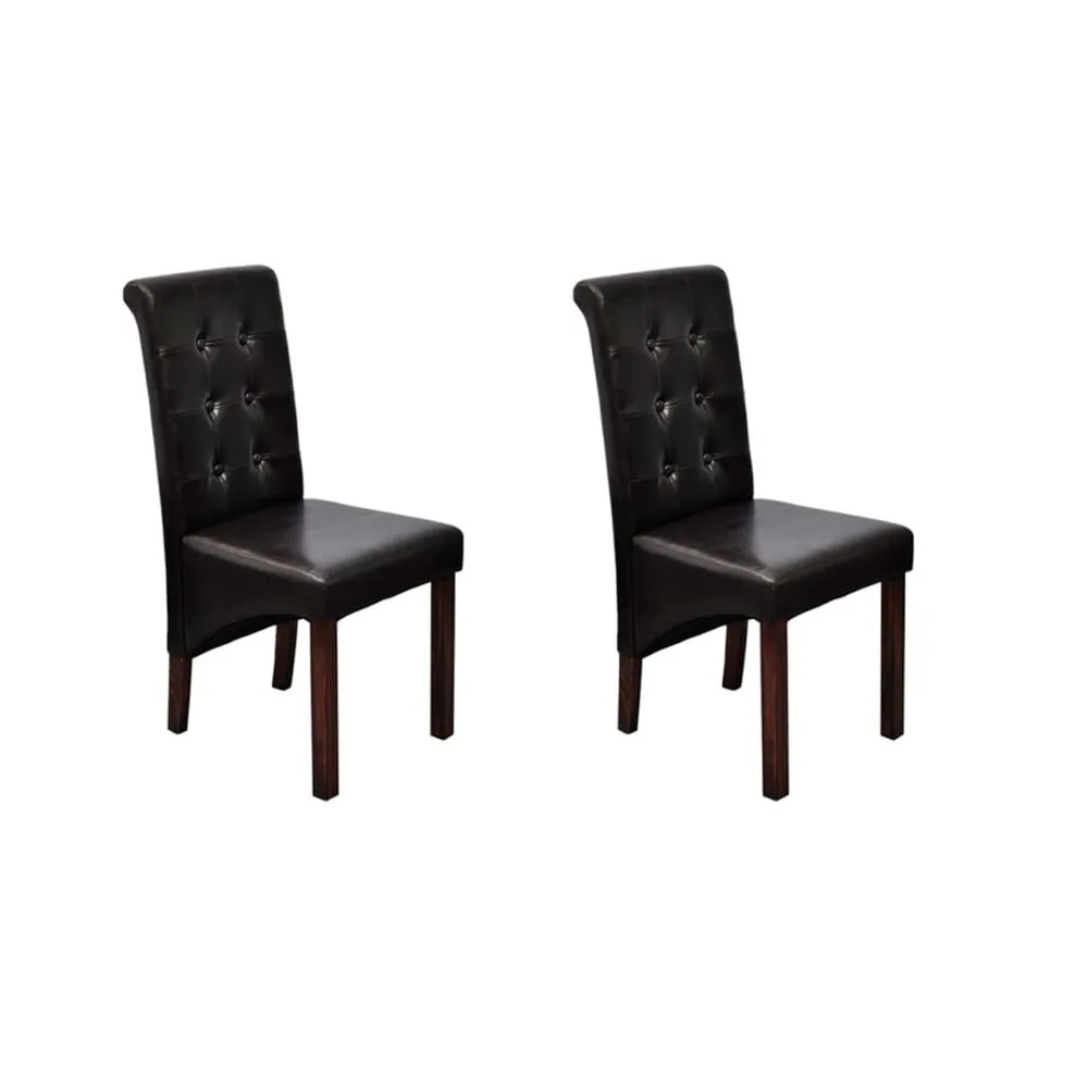 Armário para Louças Cadeiras de jantar 2 pcs couro artificial castanho