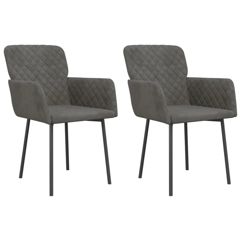 Banqueta com Encosto Cadeiras de jantar 2 pcs veludo cinzento-escuro