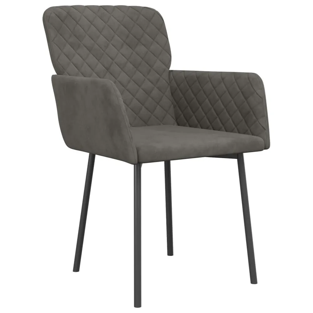 Banqueta com Encosto Cadeiras de jantar 2 pcs veludo cinzento-escuro
