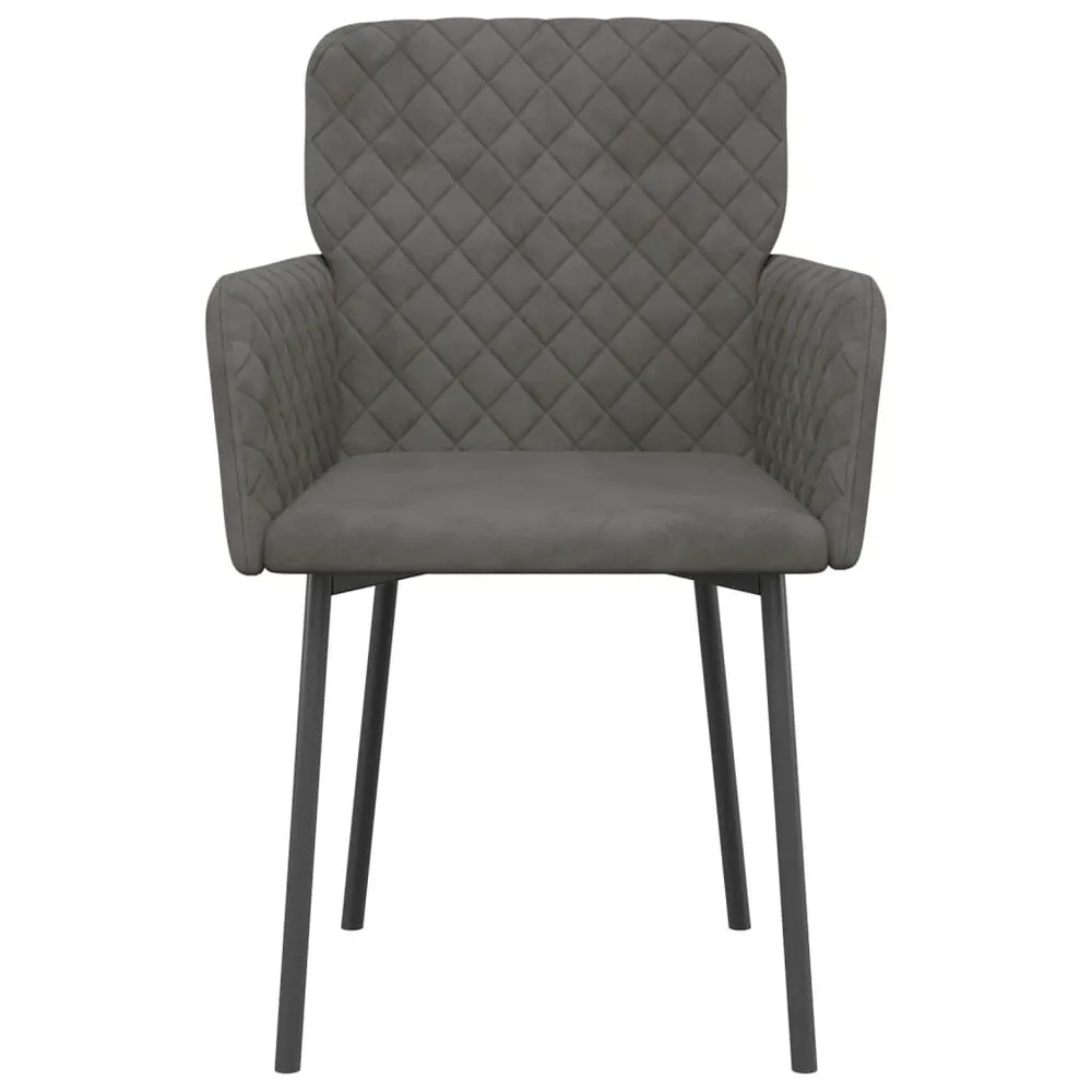Banqueta com Encosto Cadeiras de jantar 2 pcs veludo cinzento-escuro