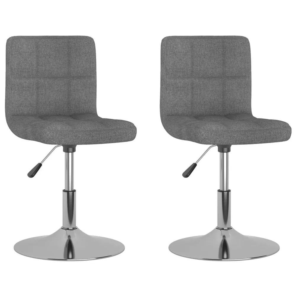 Cadeiras de jantar giratórias 2 pcs tecido cinzento-claro com Vidro de Seguranç