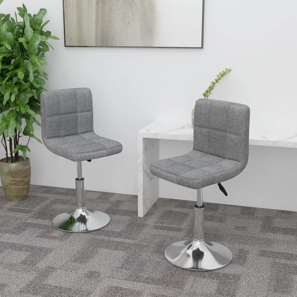Cadeiras de jantar giratórias 2 pcs tecido cinzento-claro com Vidro de Seguranç
