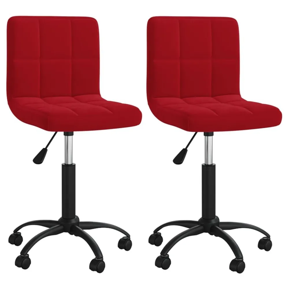 Cadeiras de jantar giratórias 2 pcs veludo vermelho tinto para 6 Pessoas