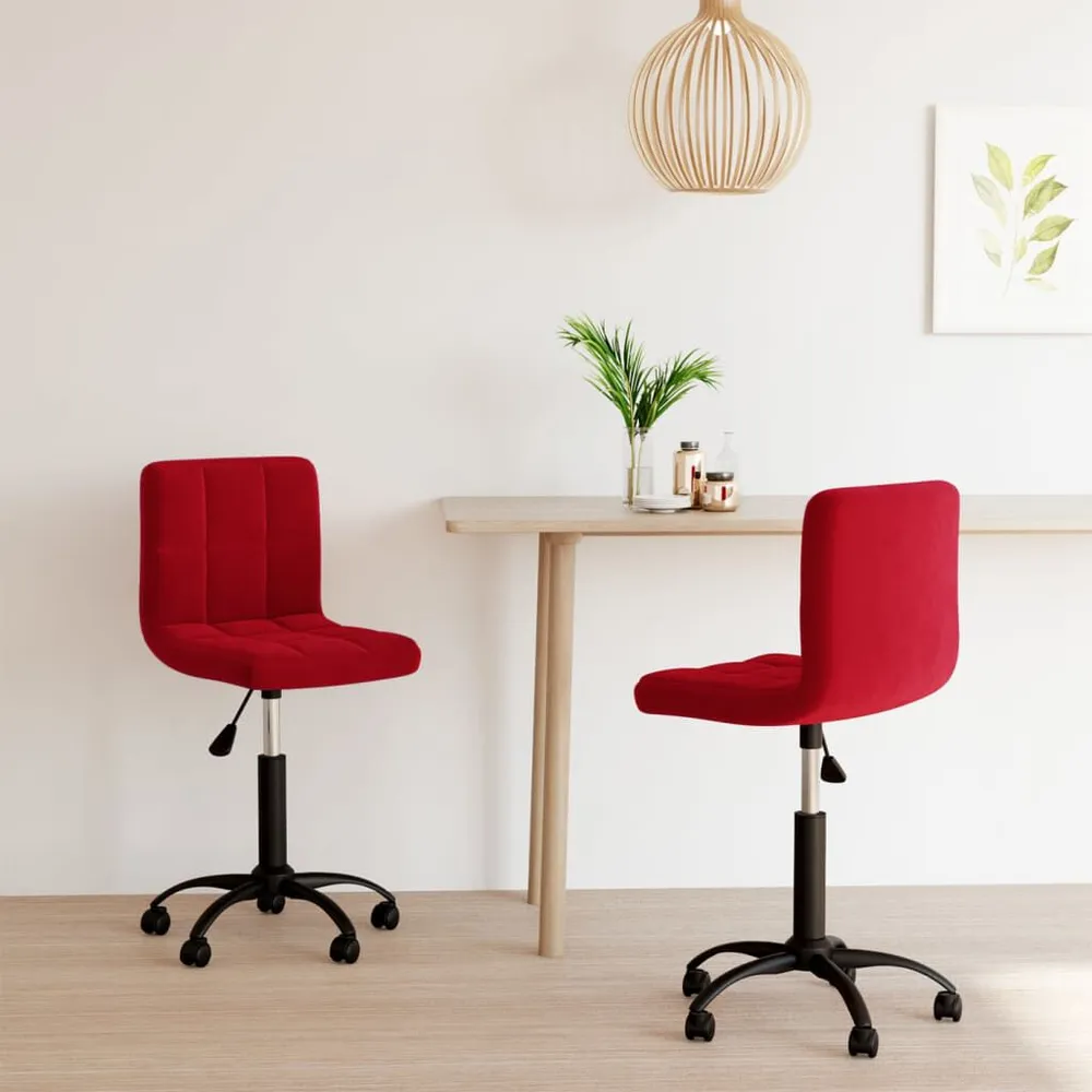 Cadeiras de jantar giratórias 2 pcs veludo vermelho tinto para 6 Pessoas