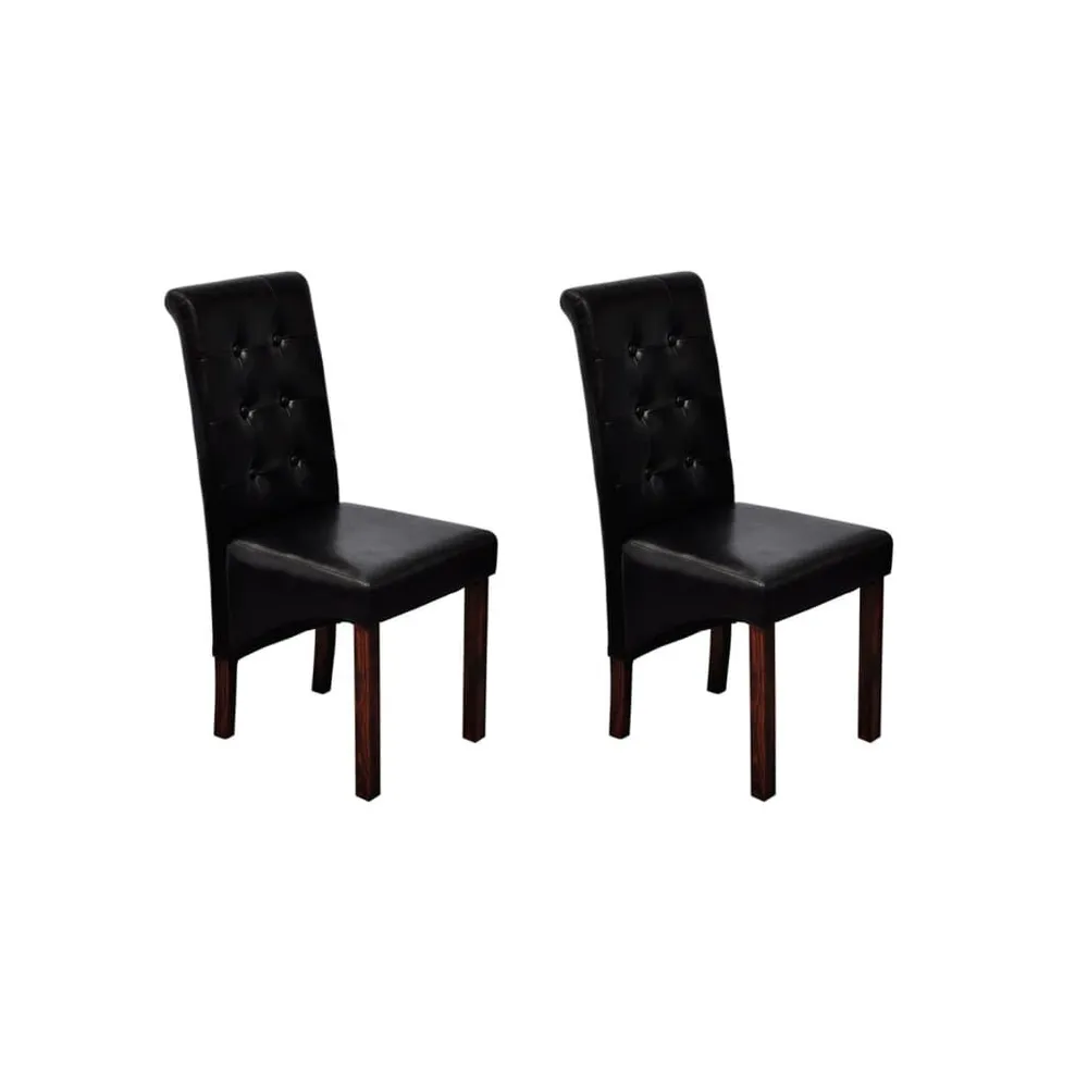 Cadeiras de jantar 2 pcs couro artificial preto Resistente Manchas