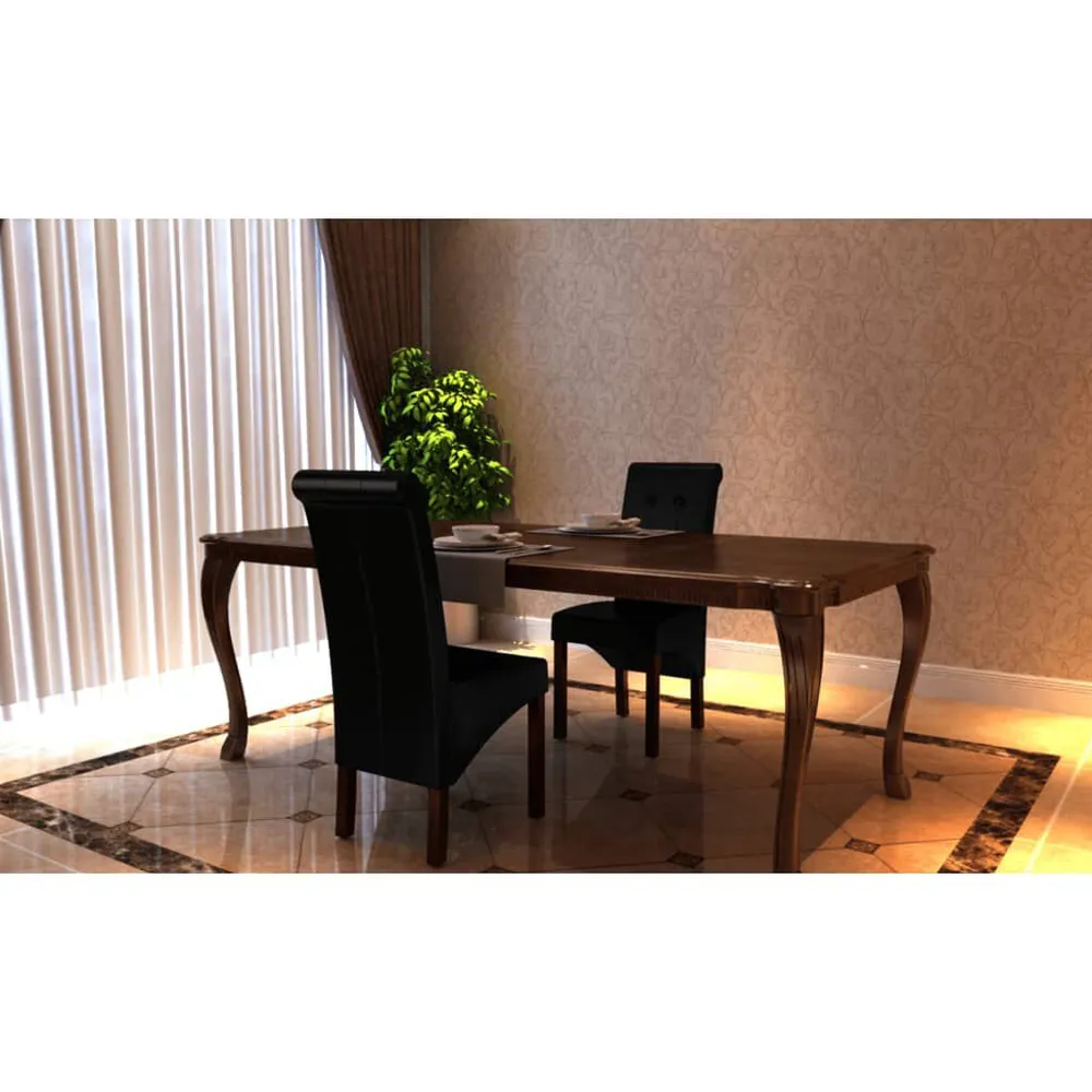 Cadeiras de jantar 2 pcs couro artificial preto Resistente Manchas