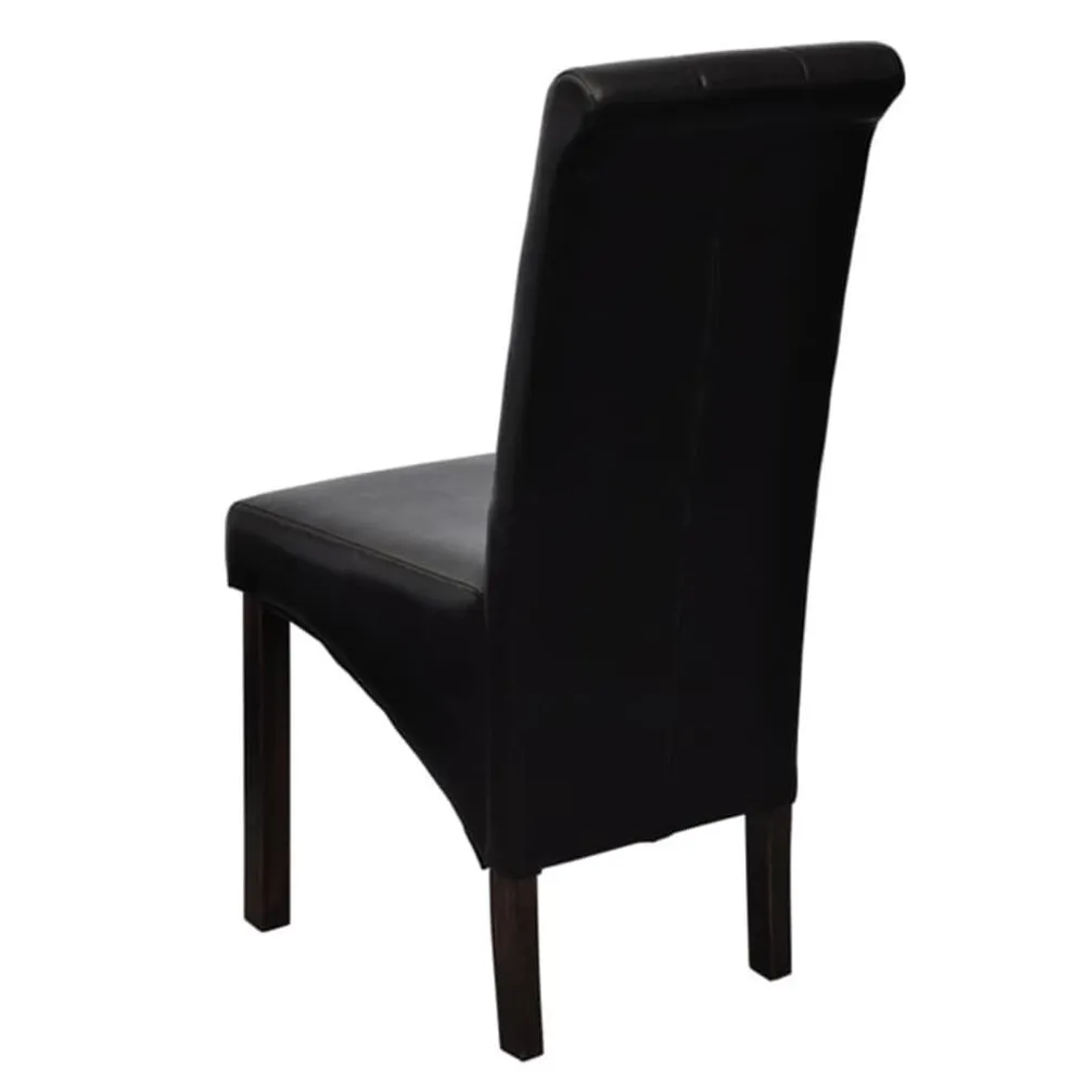 Cadeiras de jantar 2 pcs couro artificial preto Resistente Manchas