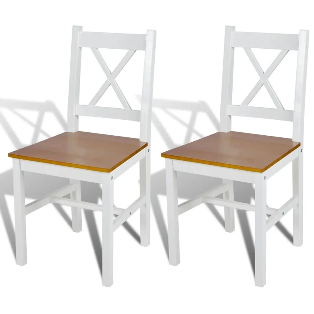 Cadeiras de jantar 2 pcs madeira de pinho branco em MDF Lacado