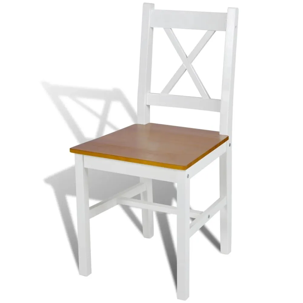 Cadeiras de jantar 2 pcs madeira de pinho branco em MDF Lacado