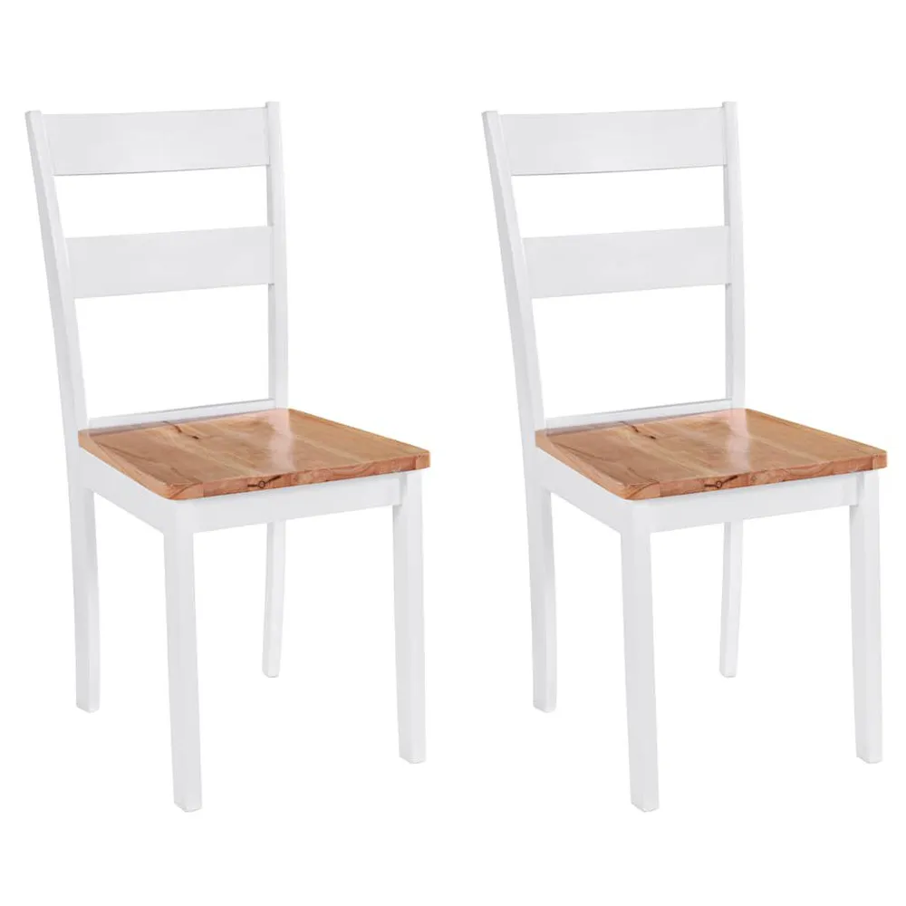 Cadeiras de jantar 2 pcs madeira de seringueira maciç branco Acabamento Encerado