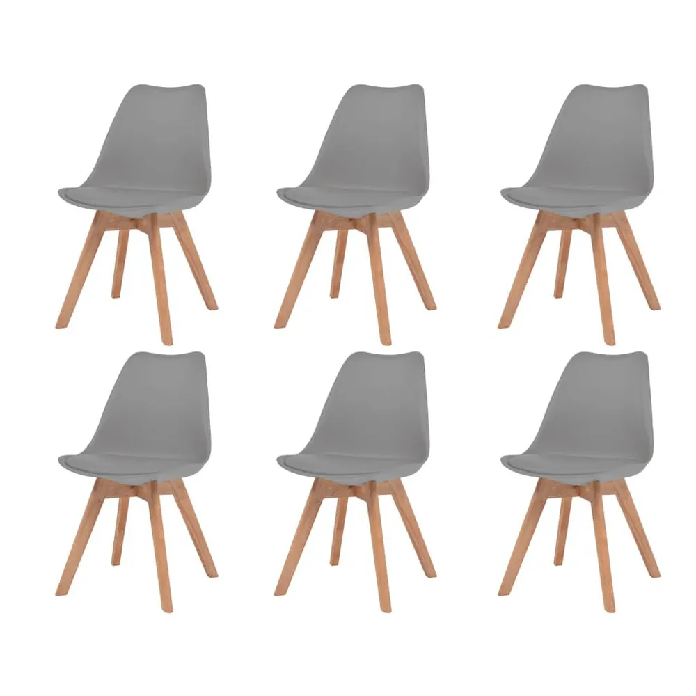 Cadeiras de jantar 6 pcs plástico cinzento com Vidro de Seguranç