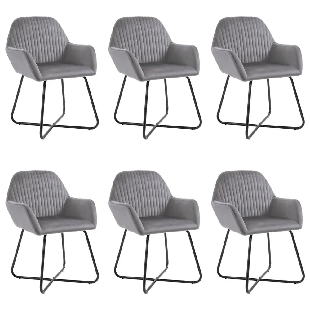 Cadeiras de jantar 6 pcs veludo cinzento para 6 Pessoas