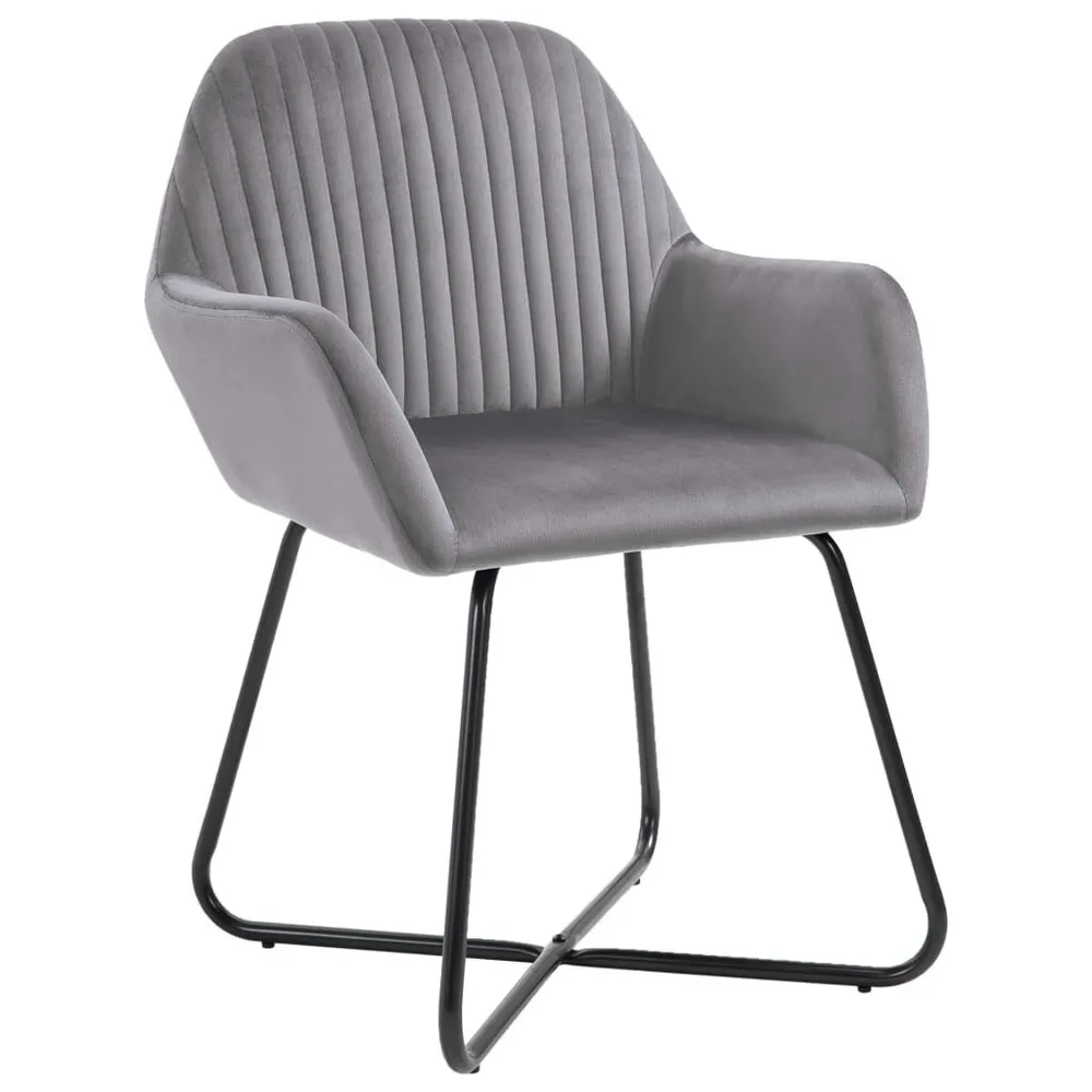 Cadeiras de jantar 6 pcs veludo cinzento para 6 Pessoas