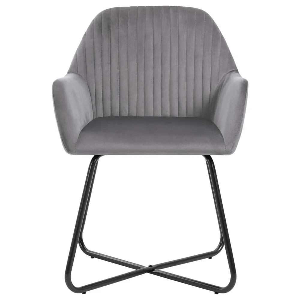 Cadeiras de jantar 6 pcs veludo cinzento para 6 Pessoas