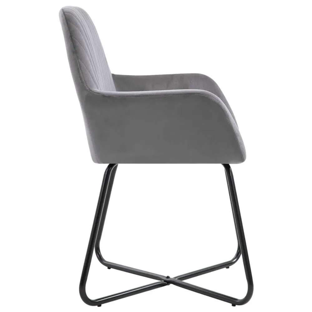 Cadeiras de jantar 6 pcs veludo cinzento para 6 Pessoas