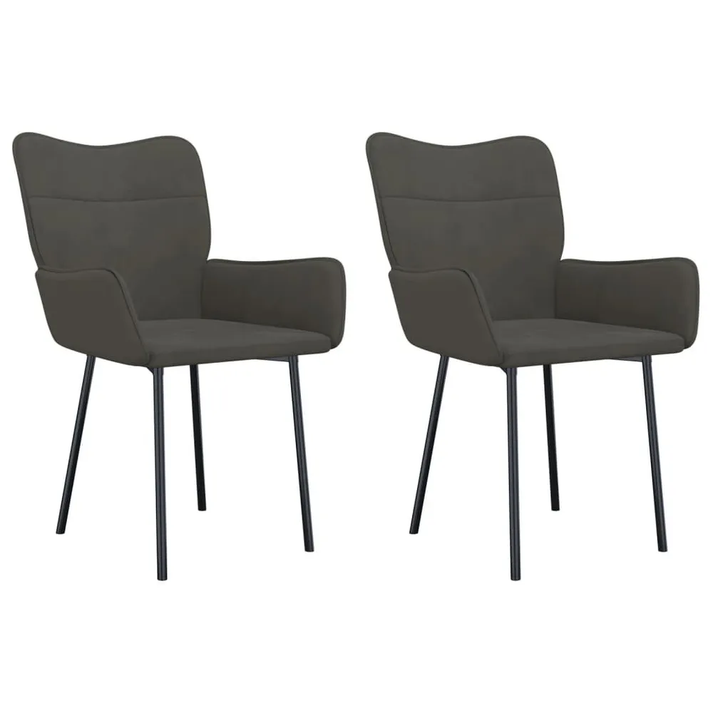 Cadeiras de jantar 2 pcs veludo cinzento-escuro Acabamento Encerado