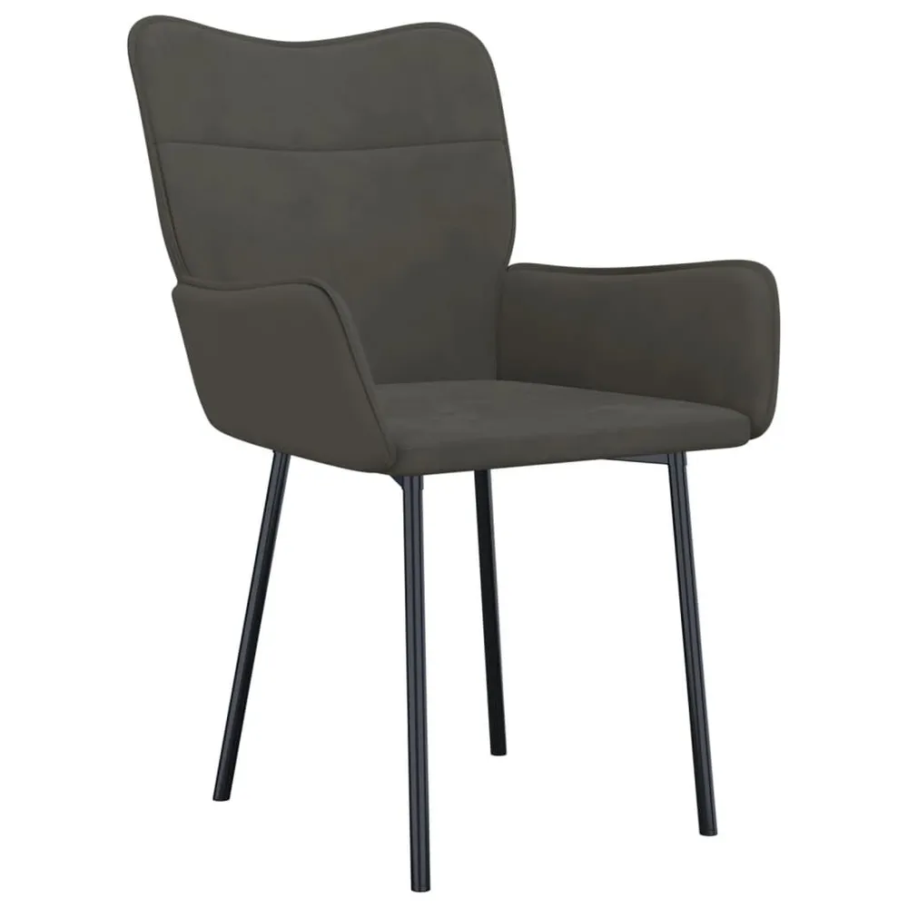 Cadeiras de jantar 2 pcs veludo cinzento-escuro Acabamento Encerado
