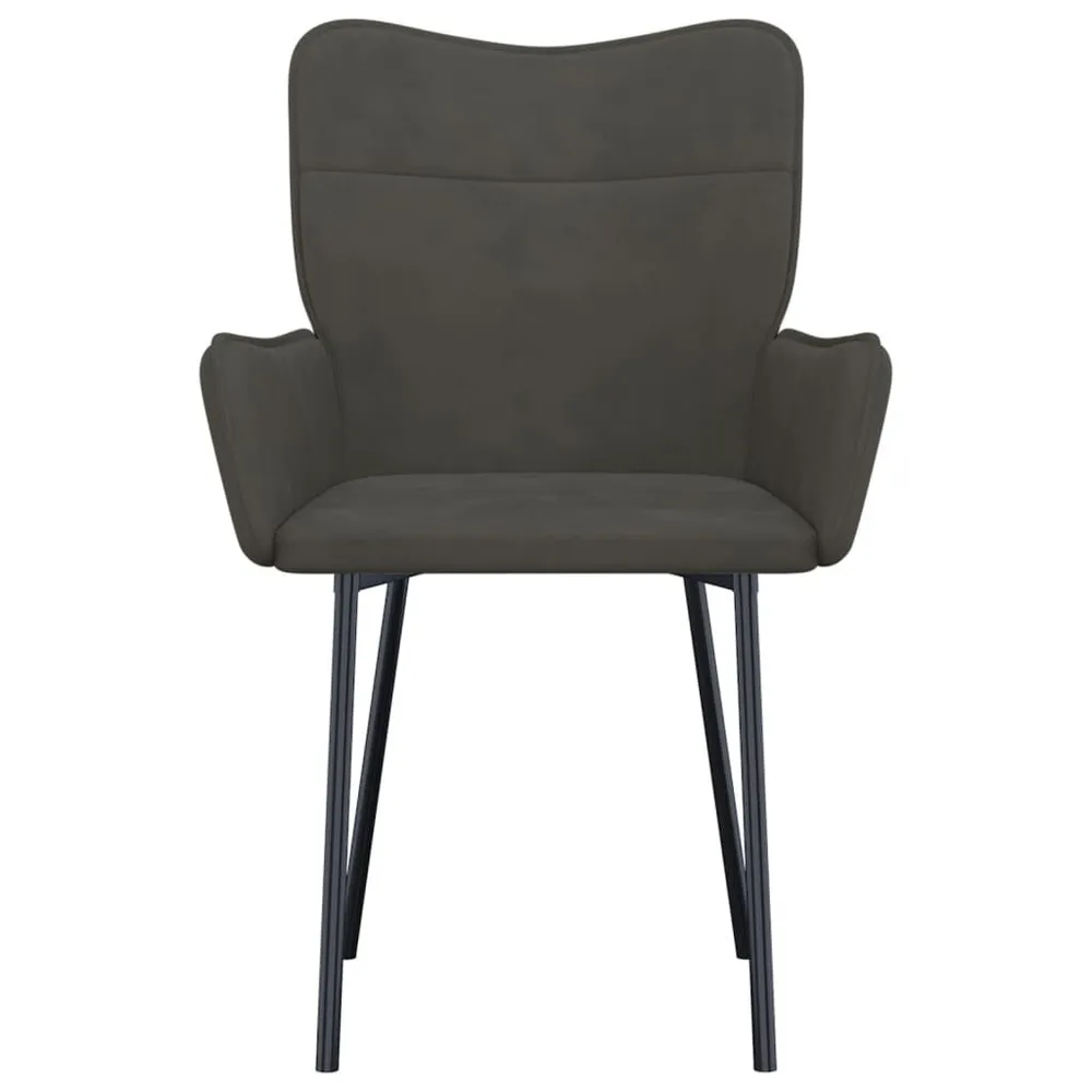 Cadeiras de jantar 2 pcs veludo cinzento-escuro Acabamento Encerado