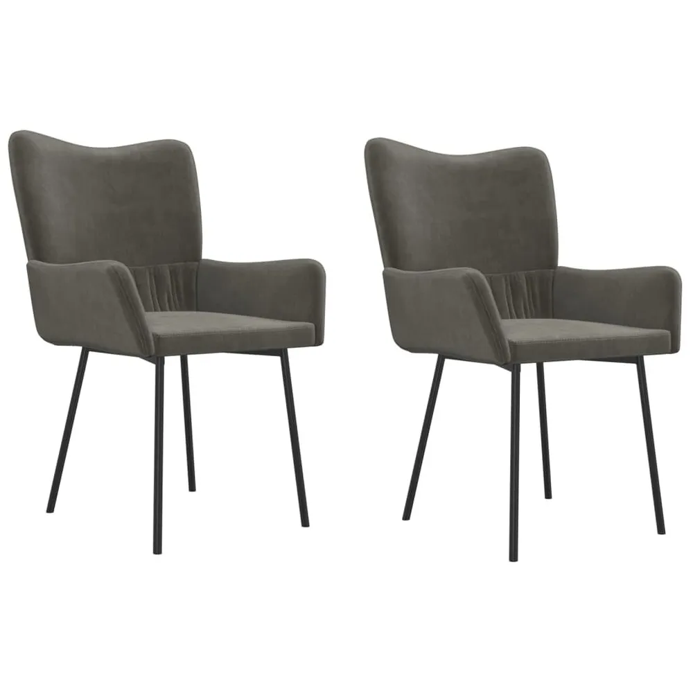 Cadeiras de jantar 2 pcs veludo cinzento-escuro com 4 Gavetas