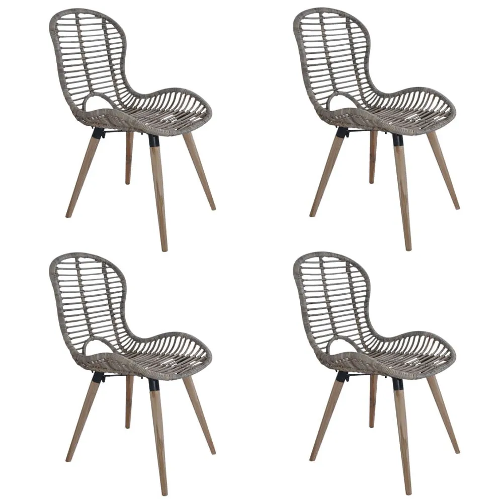 Cadeiras de jantar 4 pcs vime genuíno castanho Conjunto de 6 Cadeiras