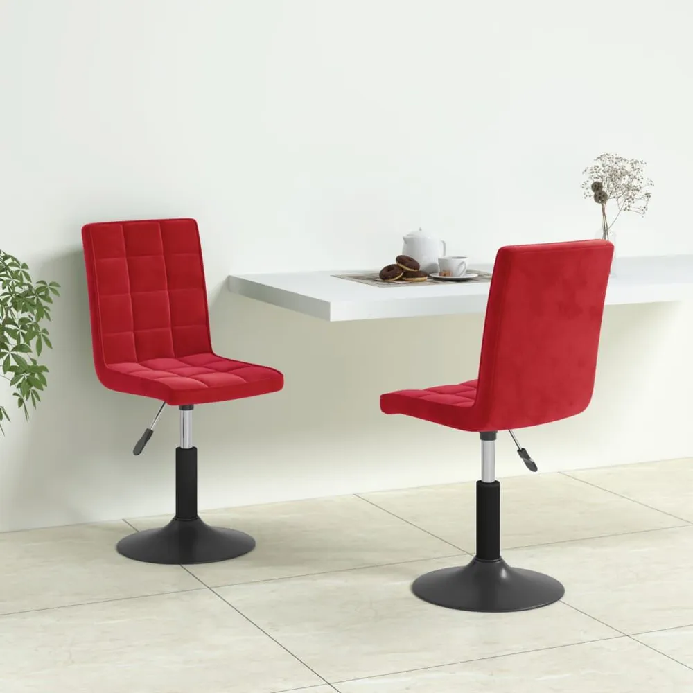 Design Ergonômico Cadeiras de jantar giratórias 2 pcs veludo vermelho tinto