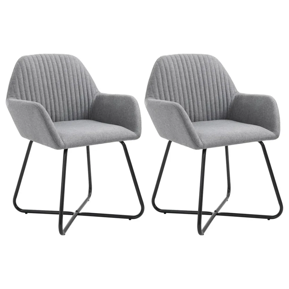 Design Ergonômico Cadeiras de jantar 2 pcs tecido cinzento-claro