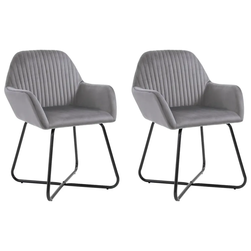 Madeira Maciç Cadeiras de jantar 2 pcs veludo cinzento