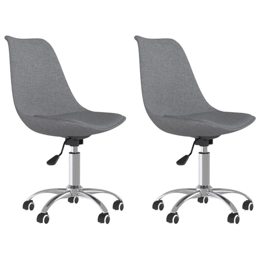 Mesa Extensível Cadeiras de jantar giratórias 2 pcs tecido cinzento-claro