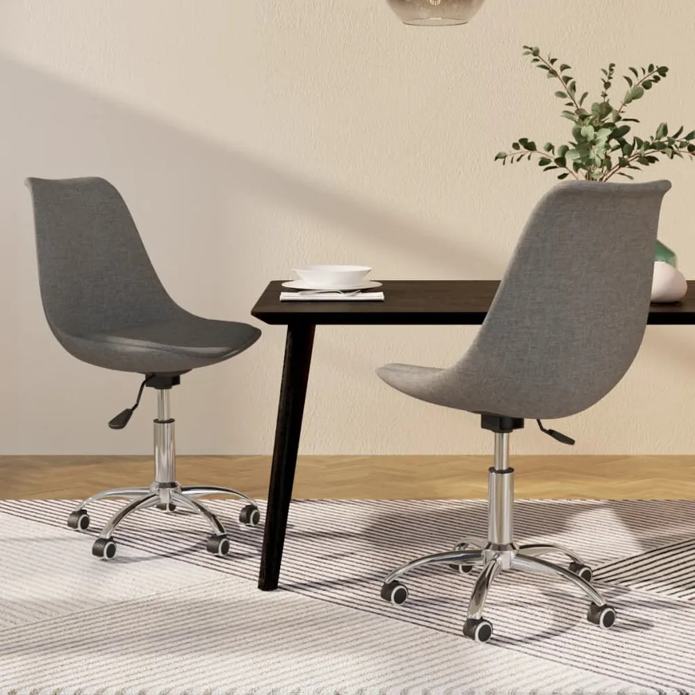 Mesa Extensível Cadeiras de jantar giratórias 2 pcs tecido cinzento-claro