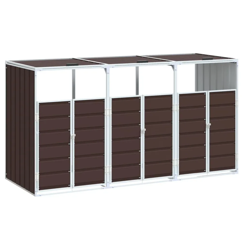 Abrigo para 3 caixotes do lixo 216x81x115 cm ço verde Cor Cinza