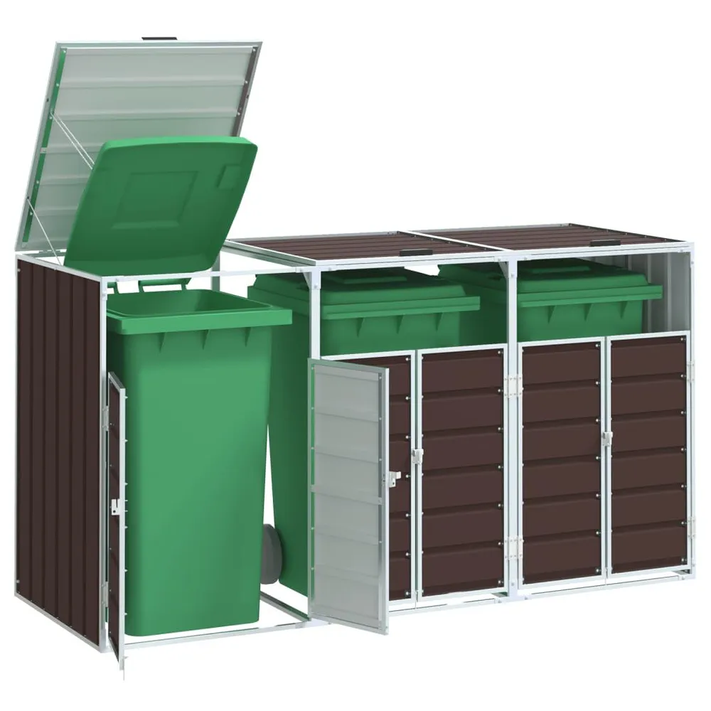 Abrigo para 3 caixotes do lixo 216x81x115 cm ço verde Cor Cinza