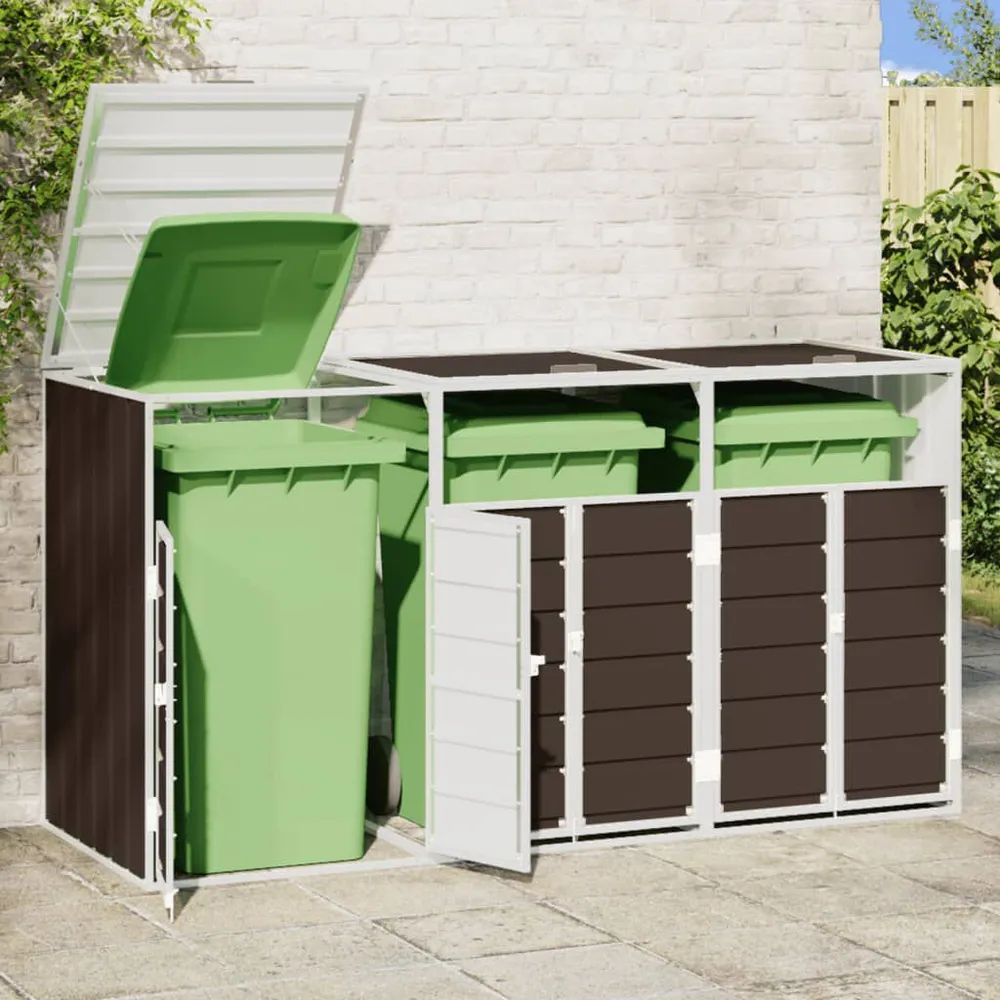 Abrigo para 3 caixotes do lixo 216x81x115 cm ço verde Cor Cinza