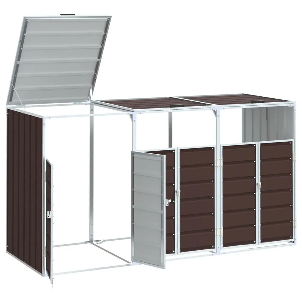 Abrigo para 3 caixotes do lixo 216x81x115 cm ço verde Cor Cinza